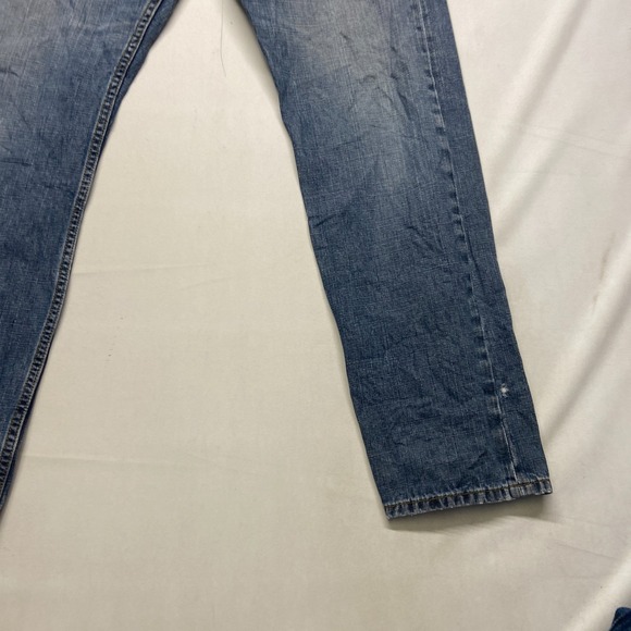 THRASHED Levi's 569 Loose Straight Jeans Mens 36x34 Blue Denim Mid Rise Zip Fly - Picture 9 of 13